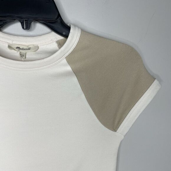 MADEWELL Baby Tee Women XXS Antique Cream NEW Raglan Sleeve Shrunken Fit NP844 - Picture 4 of 14